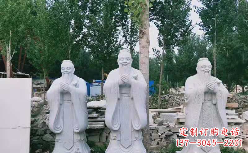 张掖校园古代名人伟人孔子石雕