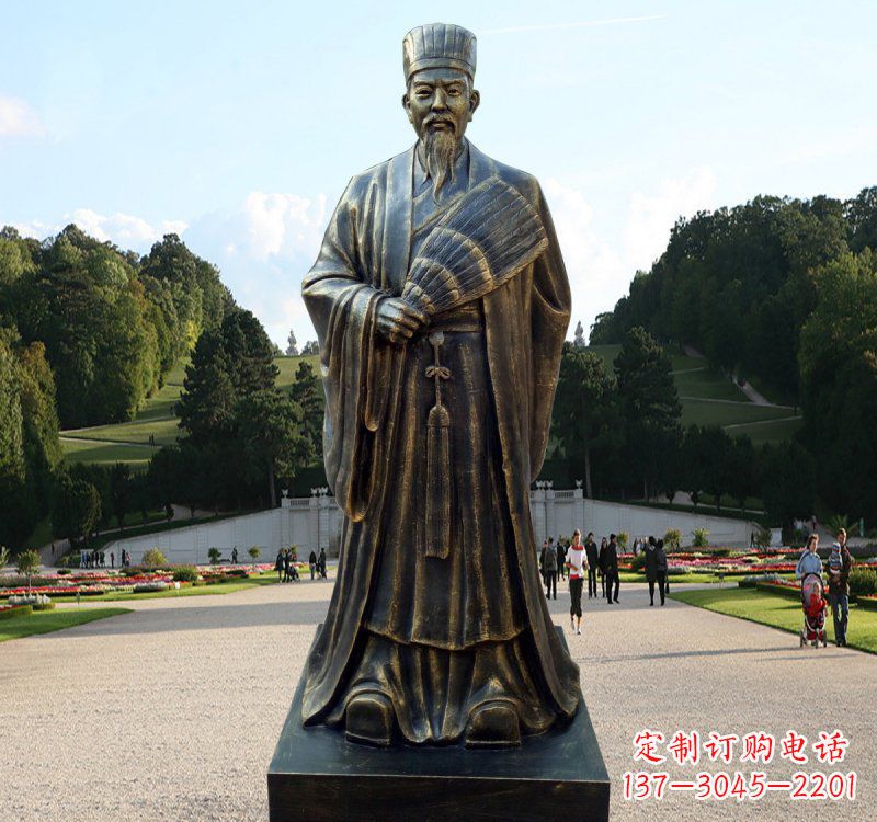 张掖校园古代名人诸葛亮铜雕