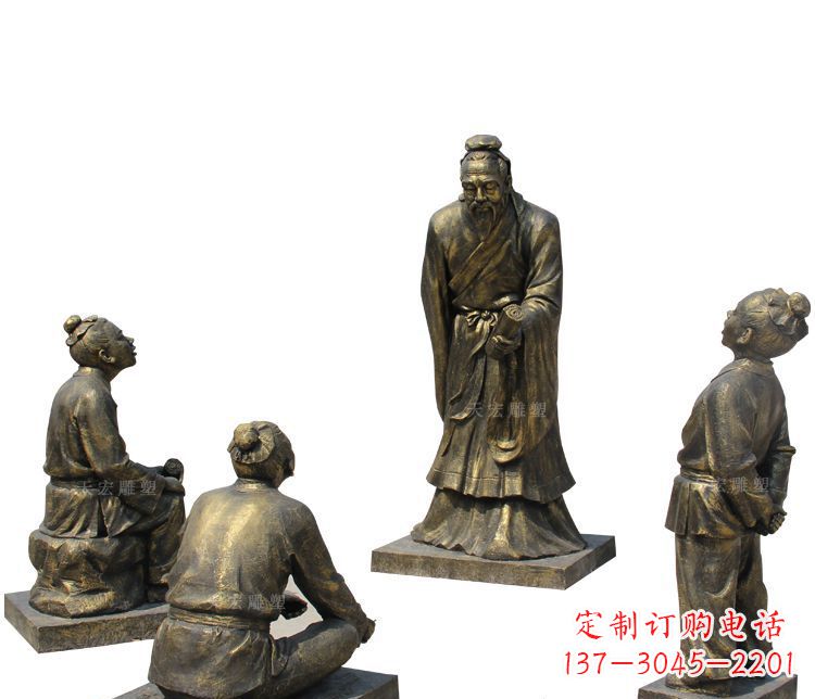 张掖校园孔子讲学铜雕塑
