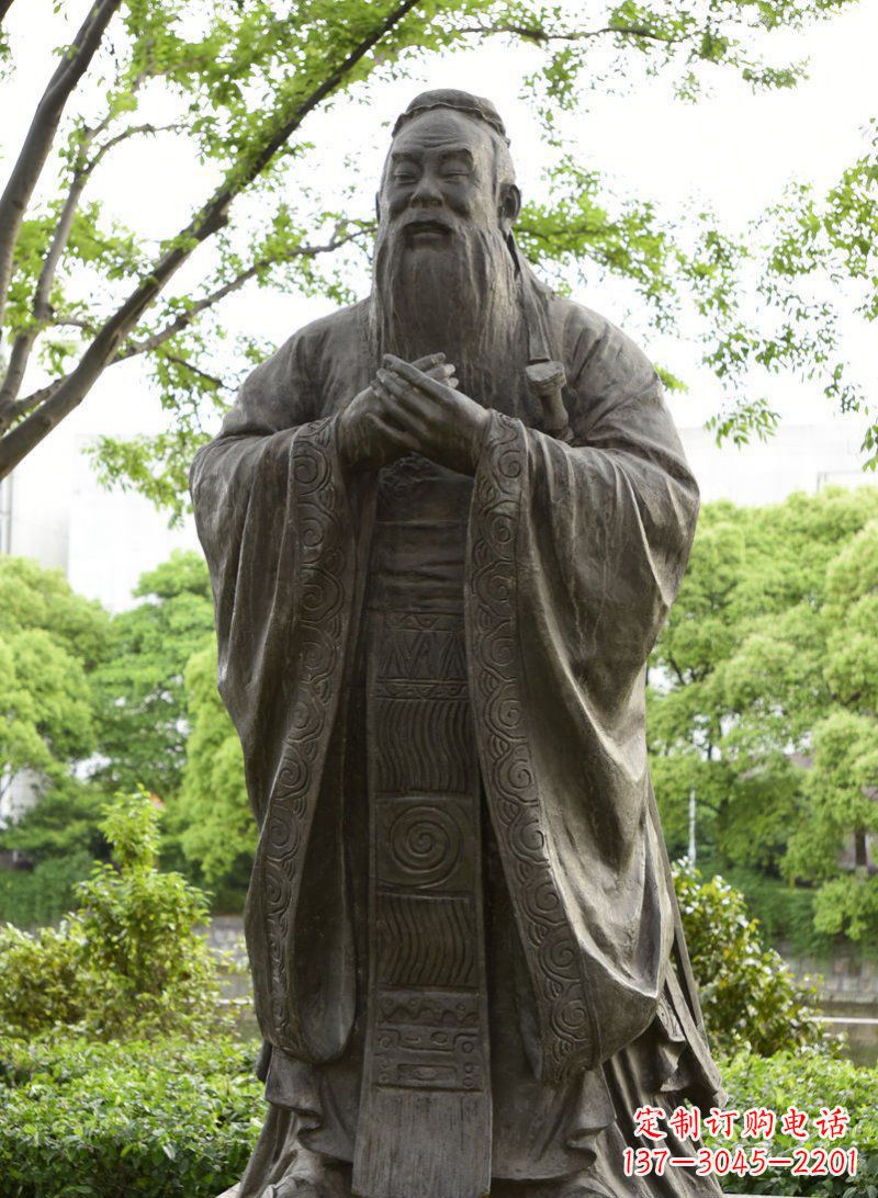 张掖校园孔子行教像铜雕 (2)