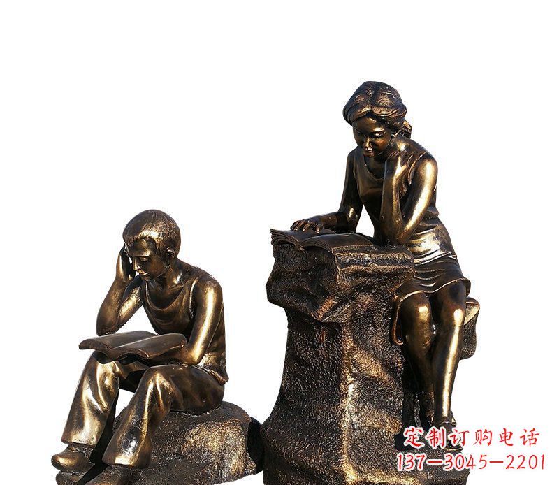 张掖校园铸铜学生看书人物雕塑