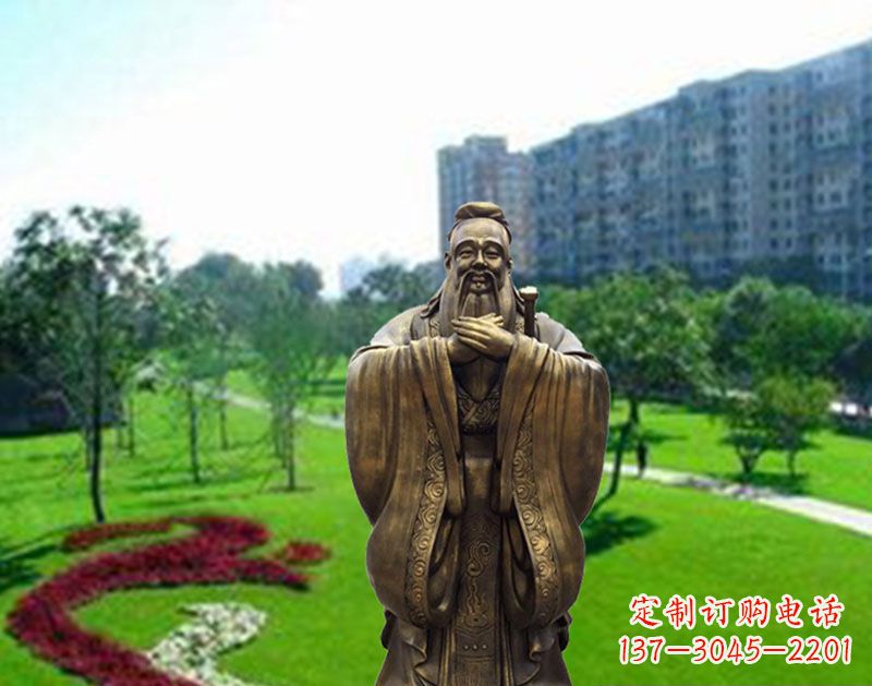 张掖学校孔子行教像铜雕