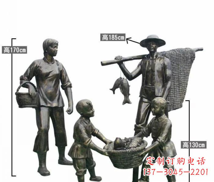 张掖渔夫捕鱼民俗铜雕 (3)