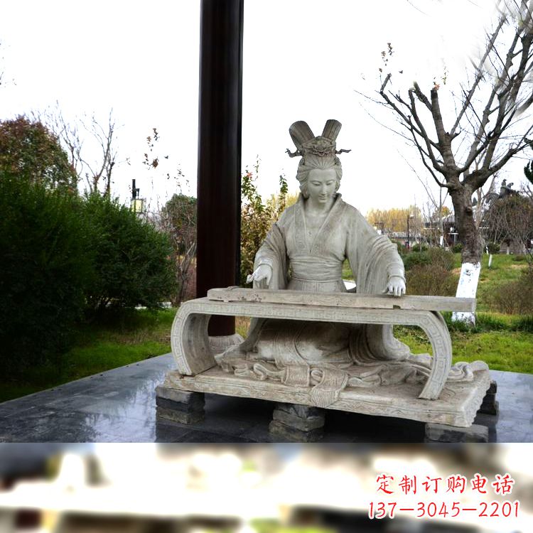 张掖虞姬弹琴雕塑-公园古代人物著名美女情景雕塑