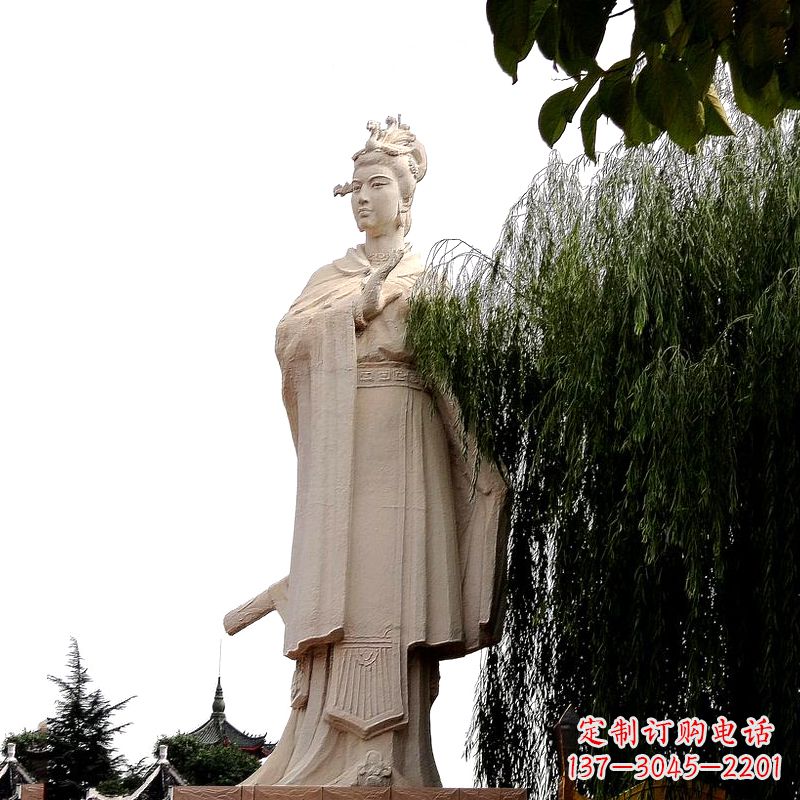 张掖虞姬砂岩石雕-景区园林古代人物著名美女雕像