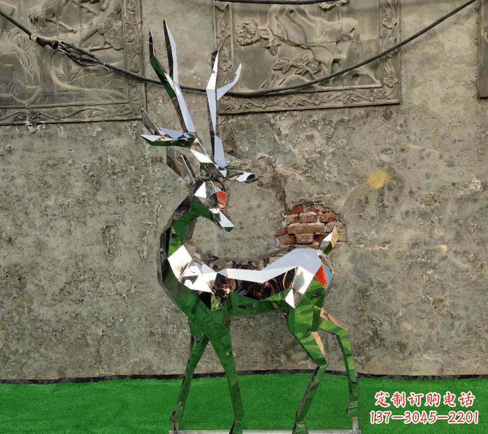 张掖园林不锈钢抽象小鹿雕塑