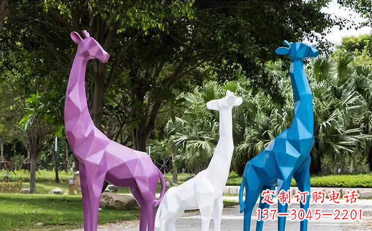 张掖园林不锈钢动物长颈鹿雕塑