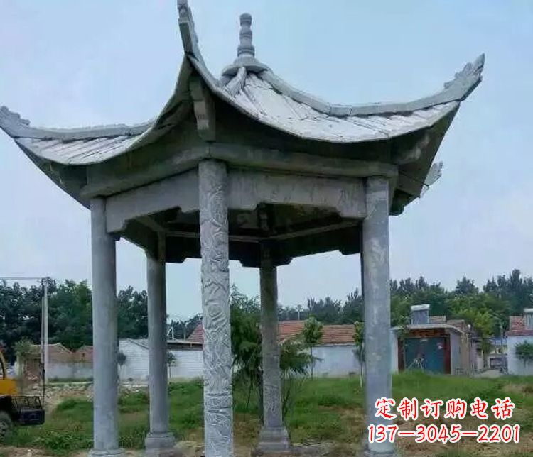 张掖园林仿古六角凉亭景观石雕