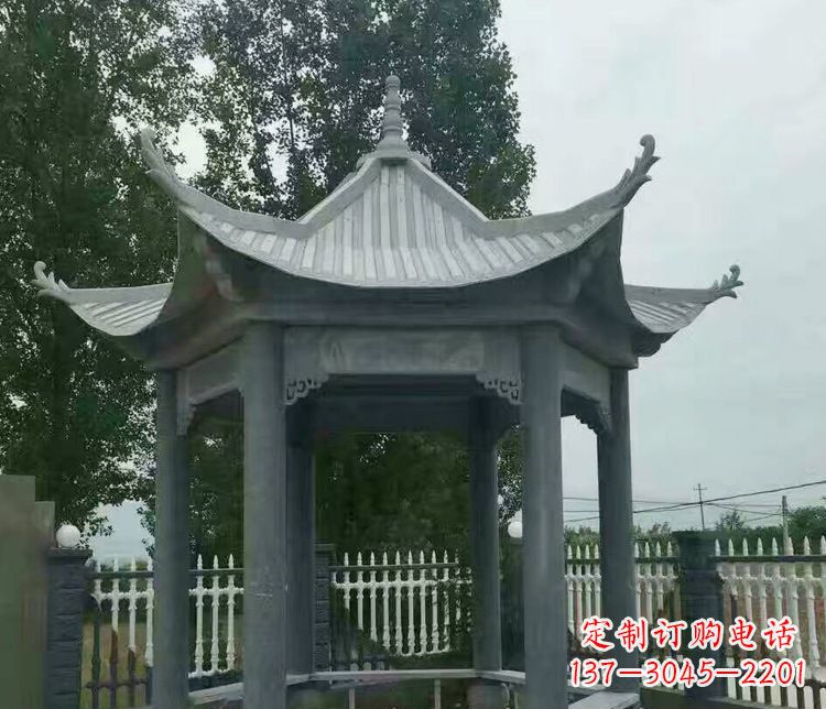 张掖园林仿古石凉亭景观石雕 (2)