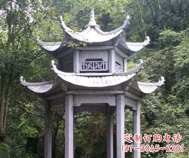 张掖园林仿古石凉亭景观石雕 (3)