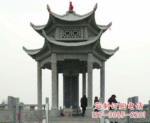 张掖园林仿古双层石凉亭景观石雕