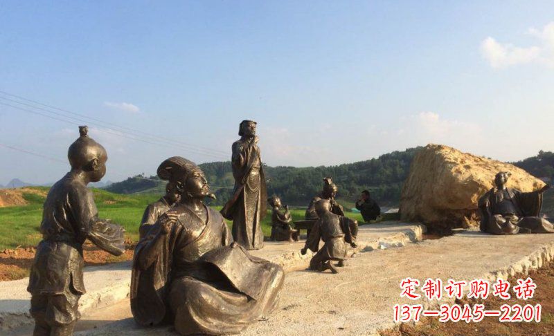 张掖园林古代人物和玩耍的小孩小品铜雕