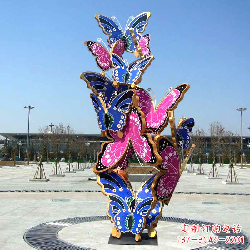 张掖园林广场蝴蝶不锈钢动物景观雕塑