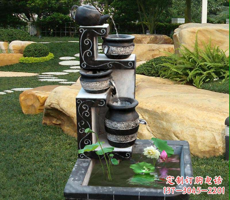 张掖园林景观茶壶流水池石雕