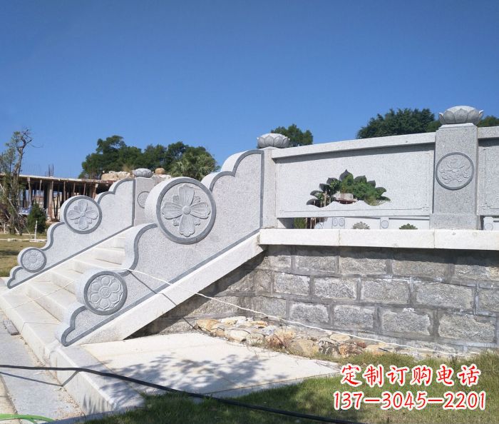 张掖园林景观大理石镂空莲花石栏板 (2)