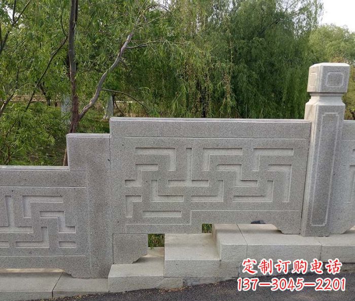 张掖园林景观大理石桥栏板石雕 (7)
