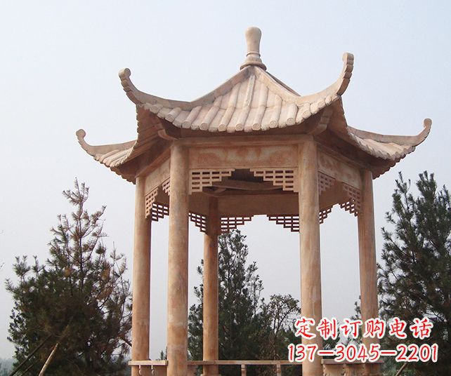 张掖园林景观单层石雕凉亭 (3)
