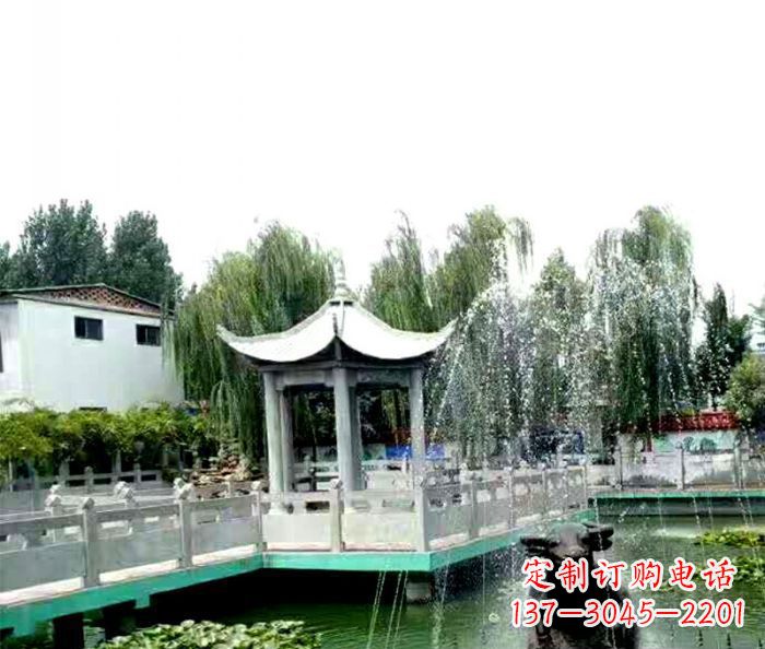 张掖园林景观单层六角石雕凉亭