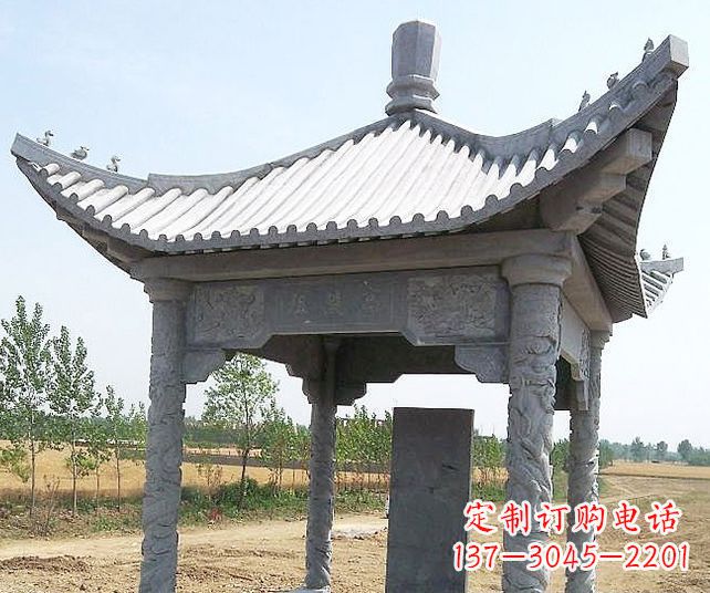 张掖园林景观单层石雕凉亭 (4)