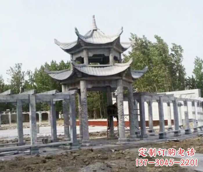 张掖园林景观多层凉亭石雕 (2)