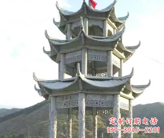 张掖园林景观多层凉亭石雕 (3)