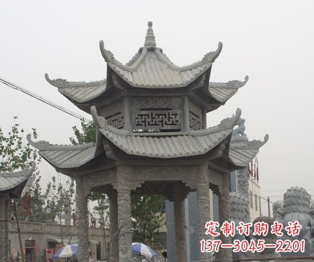 张掖园林景观仿古石雕凉亭 (2)