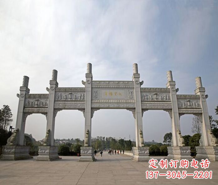 张掖园林景观五门石雕牌坊