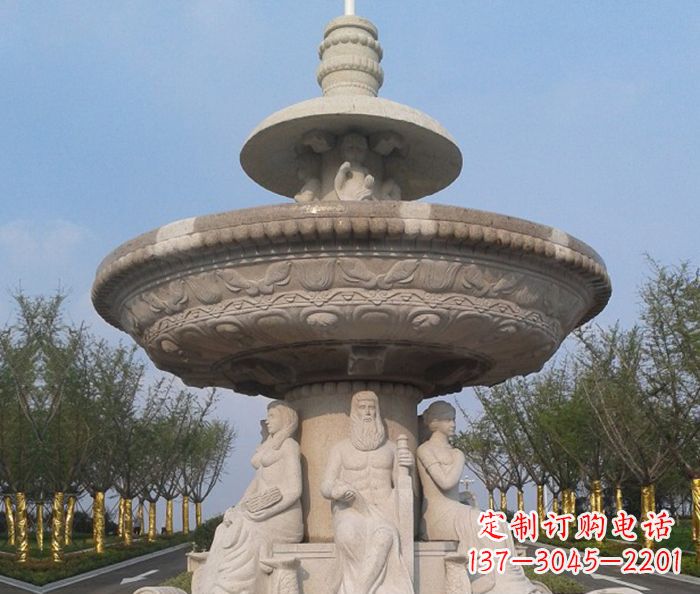 张掖园林景观西方人物喷泉石雕 (2)