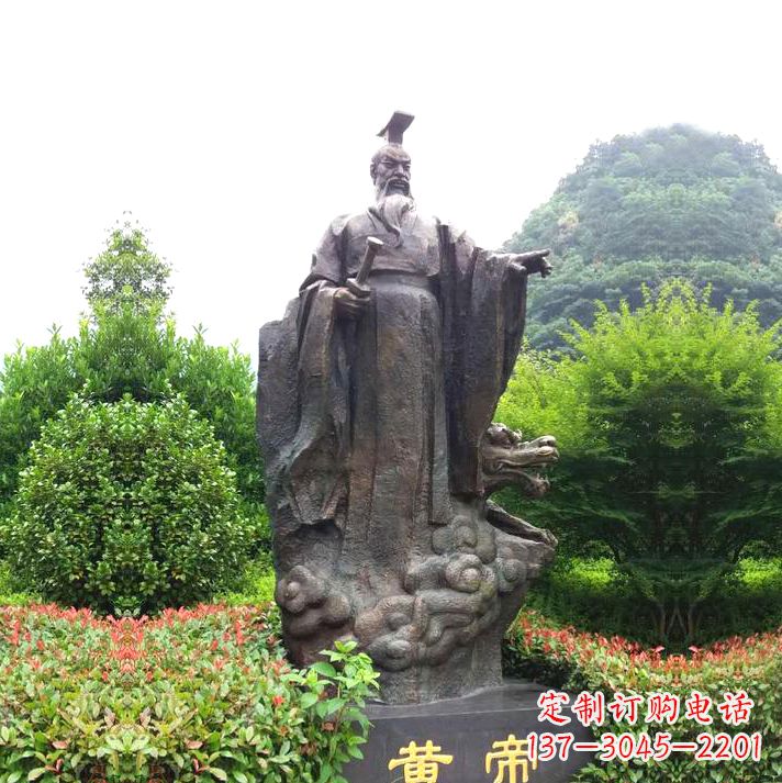 张掖园林景区纯铜黄帝铸铜雕像