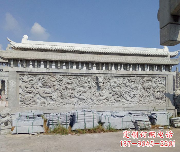 张掖园林九龙壁石雕影壁 (3)