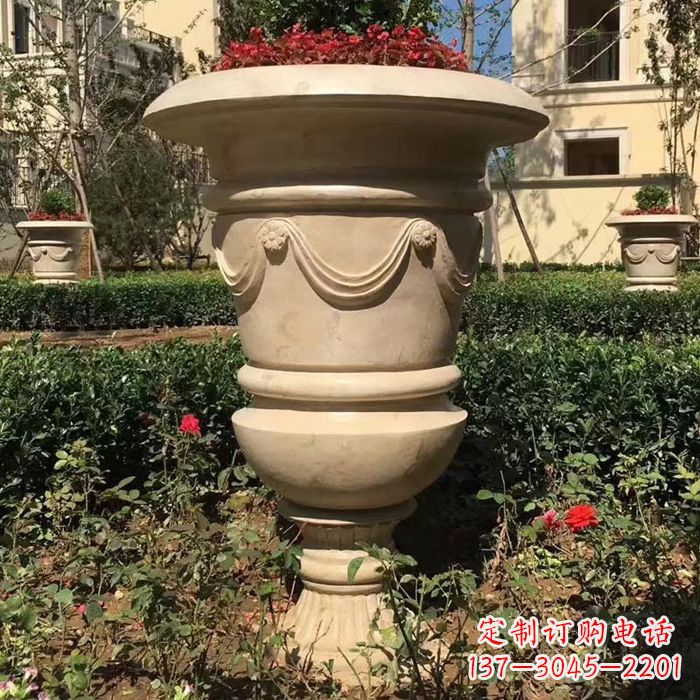 张掖园林砂岩石雕花盆