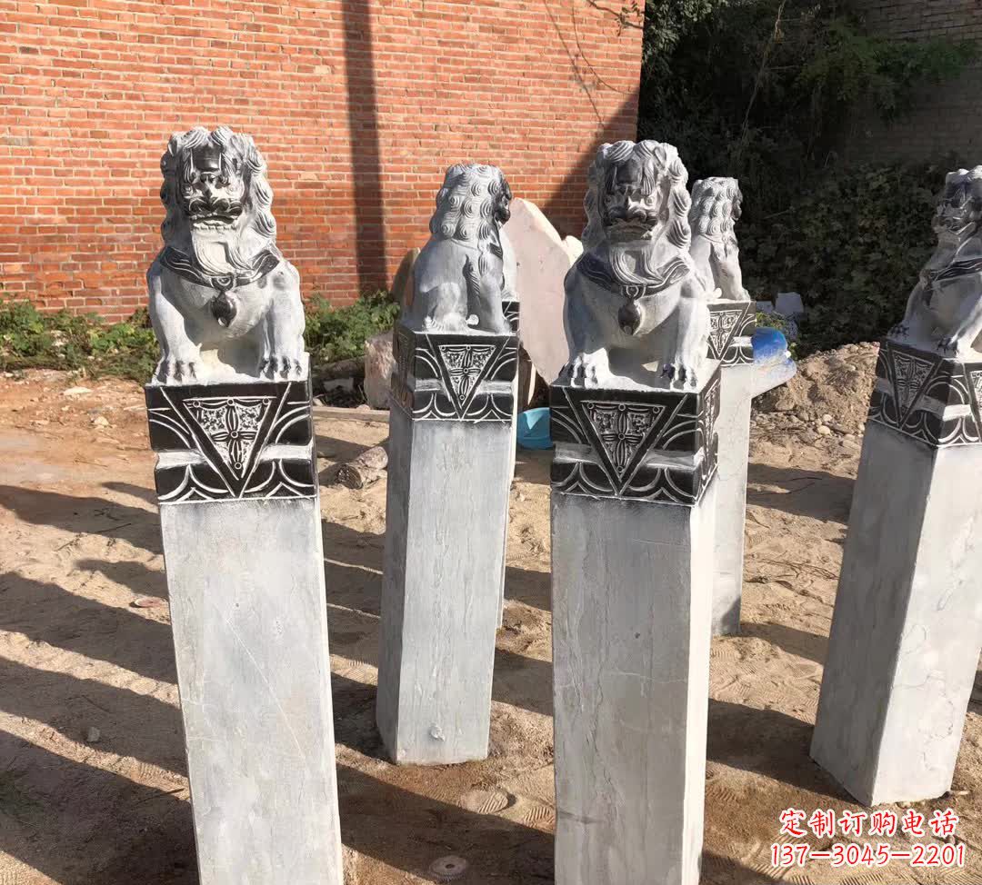 张掖园林石雕狮子拴马桩