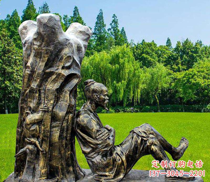 张掖园林守株待兔典故人物铜雕