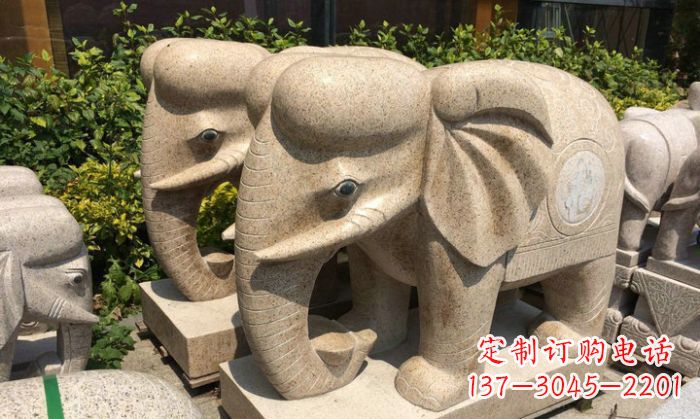 张掖招财进宝砂岩大象石雕