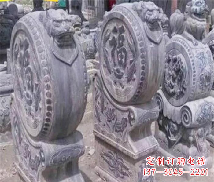 张掖招财石门墩仿古抱鼓石
