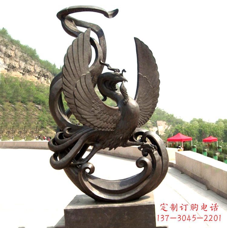 张掖中国古代神话中的创世神朱雀景观铜雕
