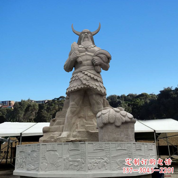 张掖中国上古人物人文初祖汉白玉神农雕像