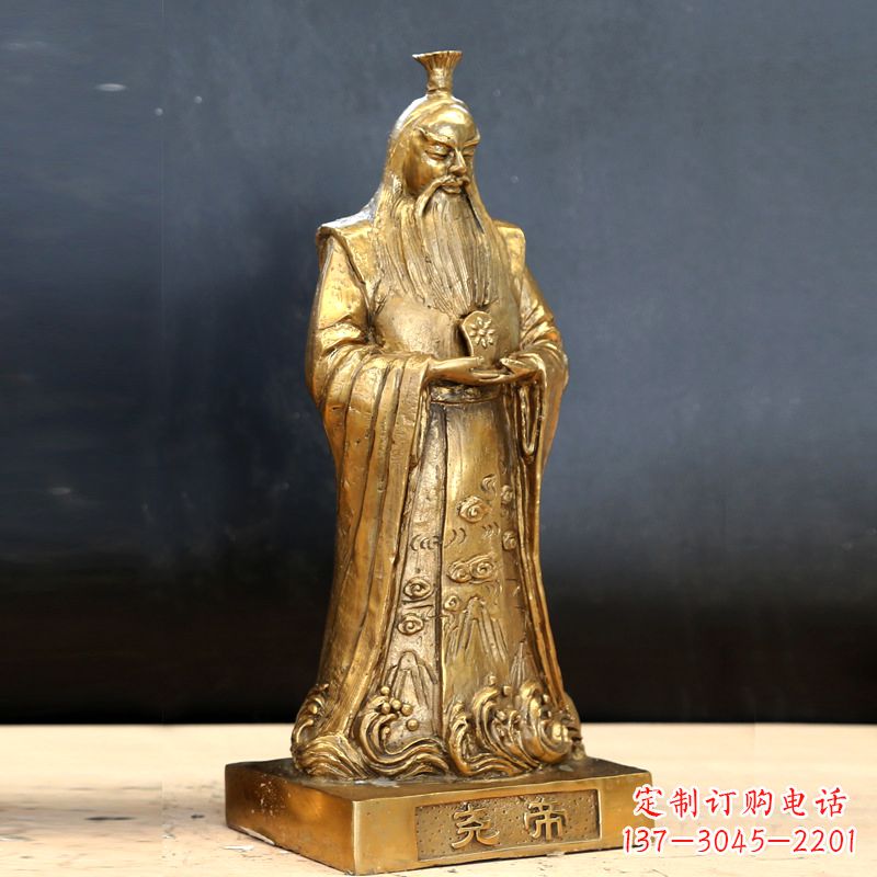 张掖中国上古时期部落联盟首领尧帝铸铜雕像