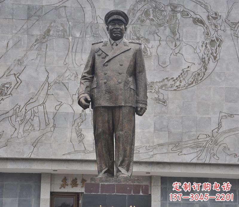 张掖朱德人物铜雕 