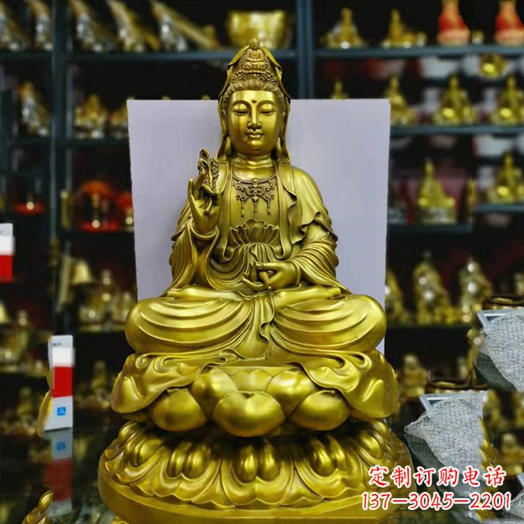 张掖铸铜观音菩萨佛像雕塑