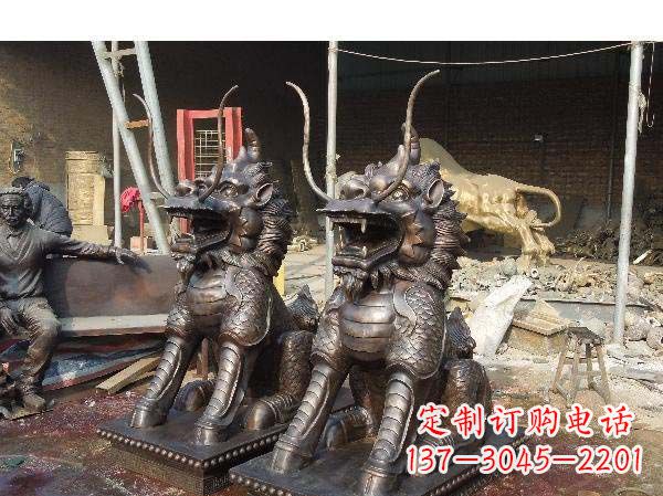 张掖铸铜麒麟雕塑2221