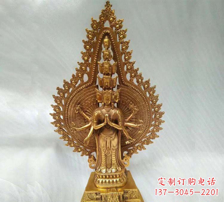 张掖铸铜千手观音寺庙佛像