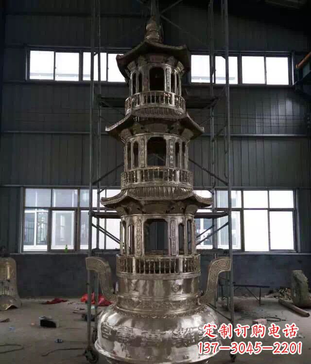 张掖铸铜三层香炉铜雕
