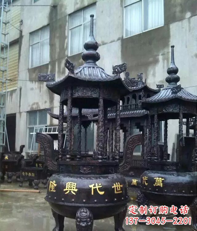 张掖铸铜寺庙香炉铜雕 (3)