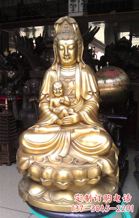 张掖铸铜送子观音雕塑