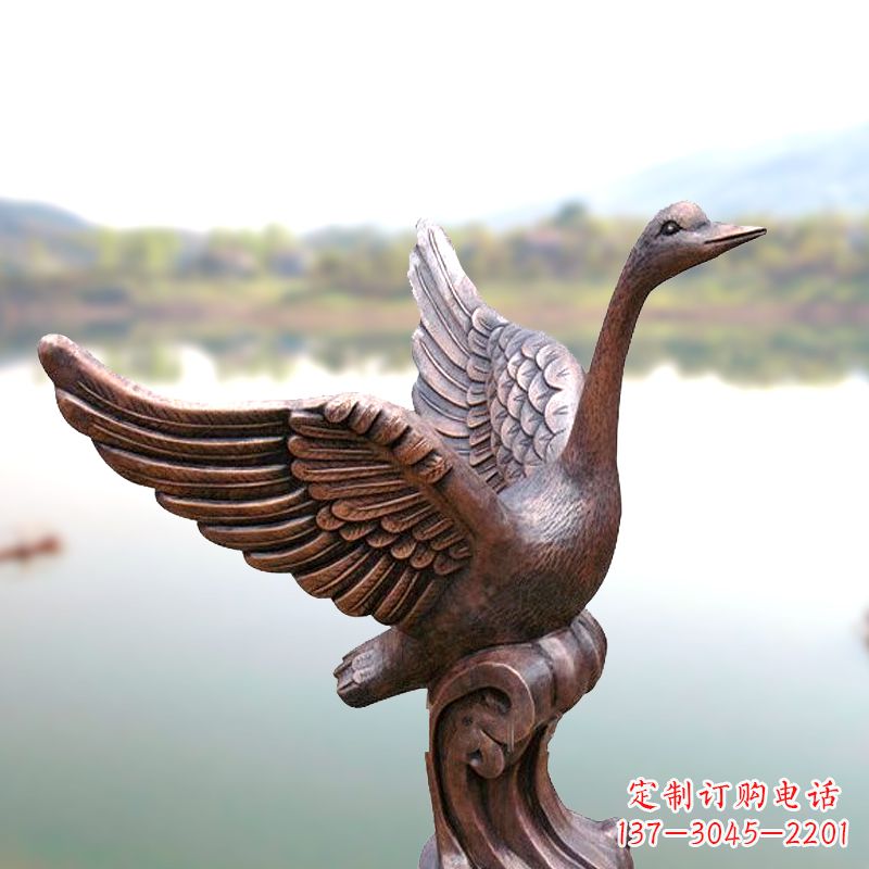 张掖铸铜天鹅景观摆件