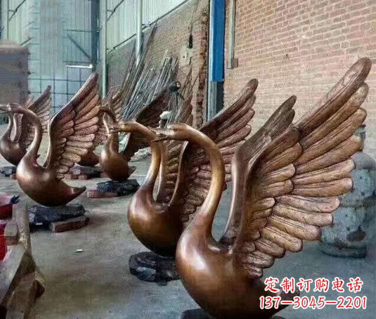 张掖铸铜天鹅喷水动物喷泉雕塑
