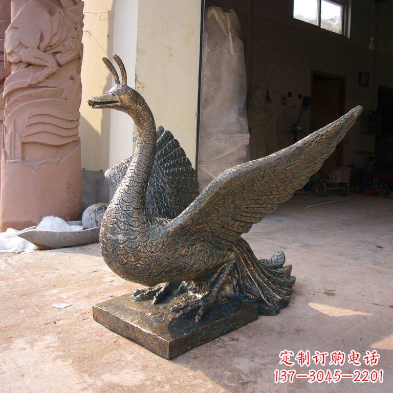 张掖铸铜天之四灵朱雀雕塑摆件