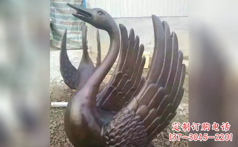 张掖铸铜天鹅铜雕