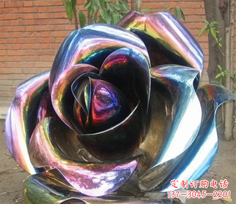 张掖彩色创意不锈钢玫瑰雕塑